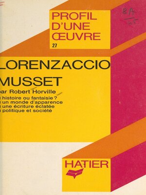 cover image of Lorenzaccio, Musset